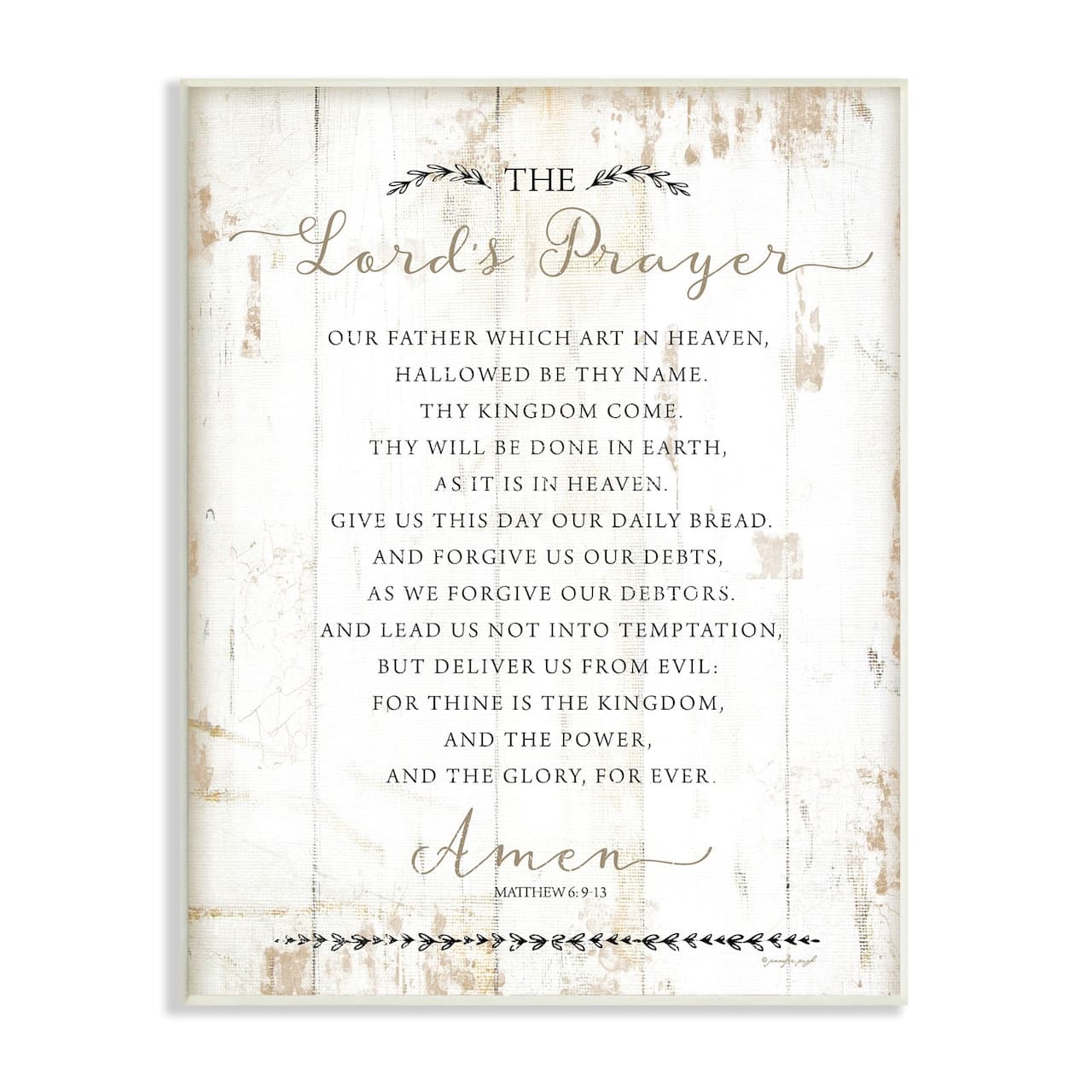 Stupell Industries The Lords Prayer Our Father Rustic Distressed White Wood Look Wood Wall Plaque